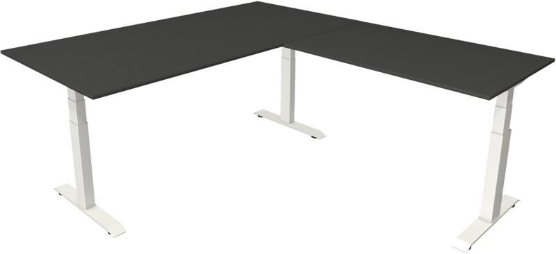 Kerkmann Elektronisch Höhenverstellbar Sitz-Stehschreibtisch Anthrazit T-Fuß 2.000 (B) x 2.200 (T) x 1.290 (H) mm Metall, Holz