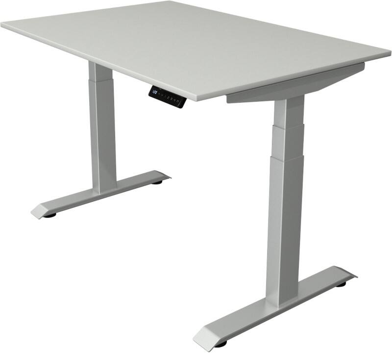 Kerkmann Elektronisch Höhenverstellbar Sitz-Stehschreibtisch Hellgrau T-Fuß 1.200 (B) x 800 (T) x 1.290 (H) mm Metall, Holz