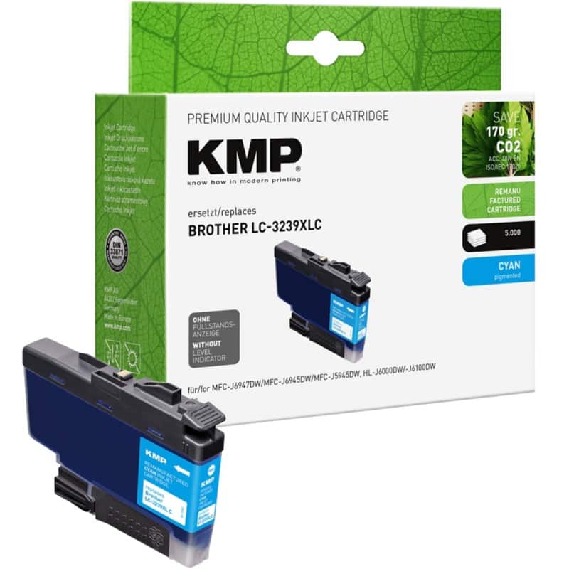 KMP Kompatibel Brother LC3239XLC Tintenpatrone Cyan