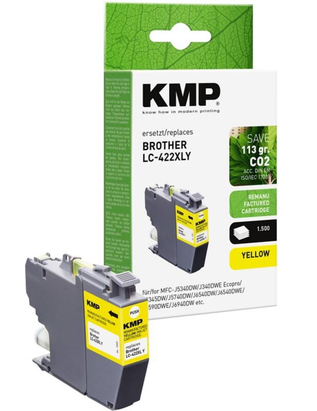 KMP Kompatibel Brother LC422XLY Tintenpatrone Gelb