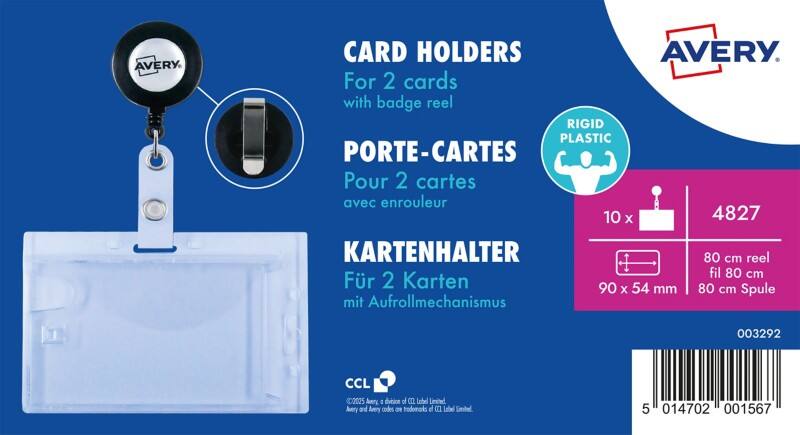 Avery Zweckform 4827, Namensschilder Doppel-Hartbox, 54 x 90 mm, Transparent