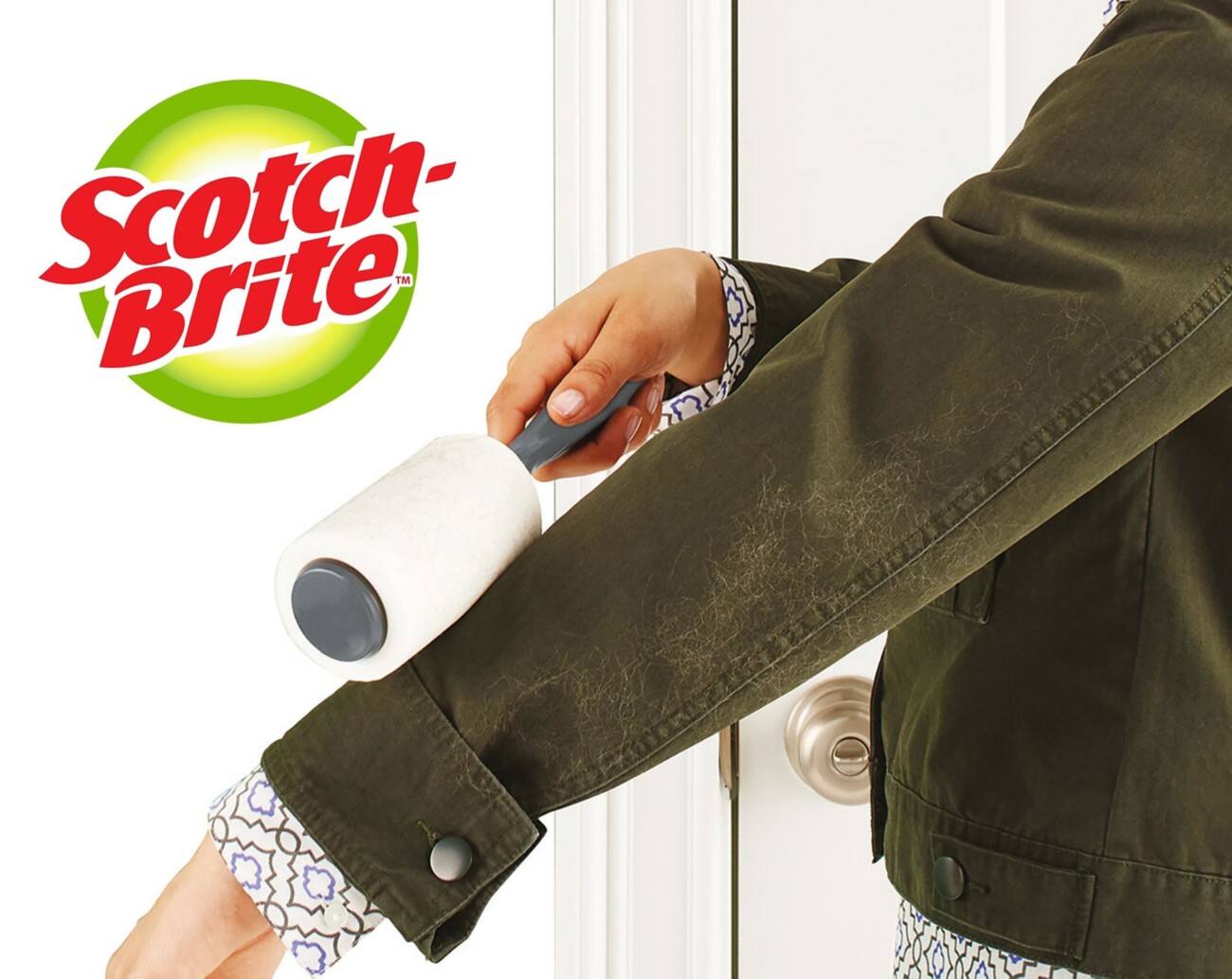 Scotch-Brite PET EXTRA STICKY Fusselrolle 5,5 x 5,5 x 24 cm Grau, Weiß