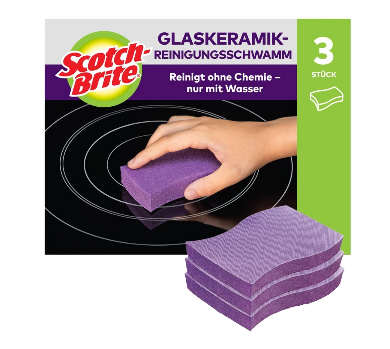 Éponge Scotch-Brite Classic 8 x 8 x 12 cm Violet 3 unités