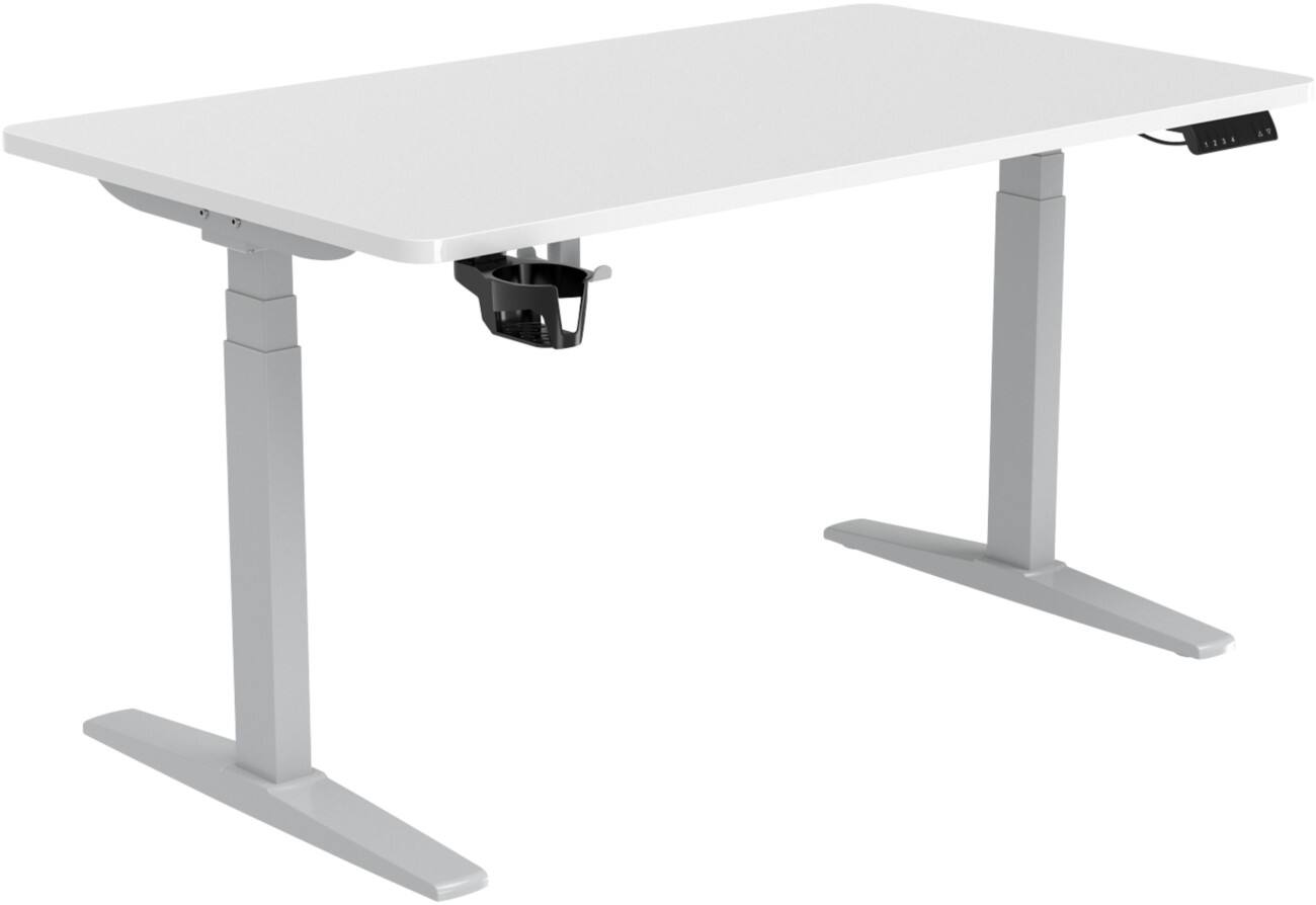 Viking Realspace Sitz-Stehschreibtisch Weiss 1400 (B) x 800 (T) x 600 - 1300 (H) mm Melamin, Stahl