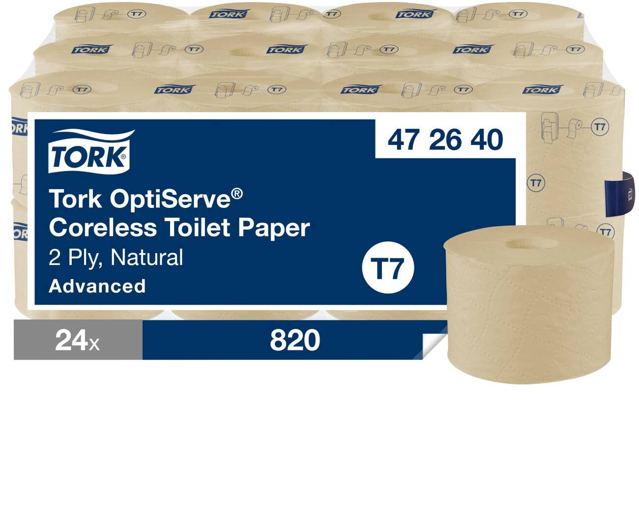 Tork Coreless Toilettenpapier T7 Beige 2-lagig 24 Rollen à 820 Blatt
