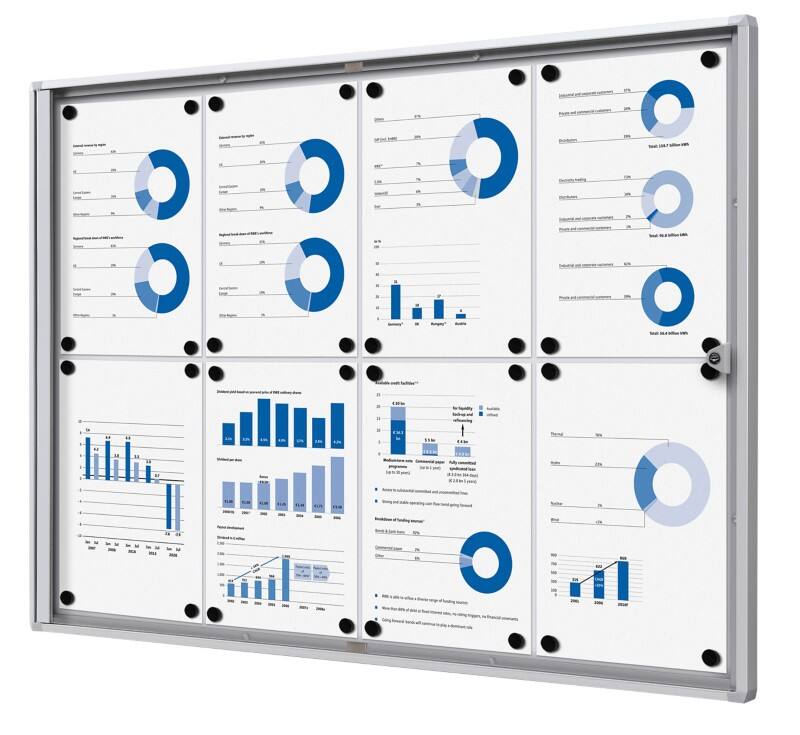 Vitrine d'affichage verrouillable SHOWDOWN Magnétique 93,1 x 65,5 cm (l x h) Argenté 8 x A4