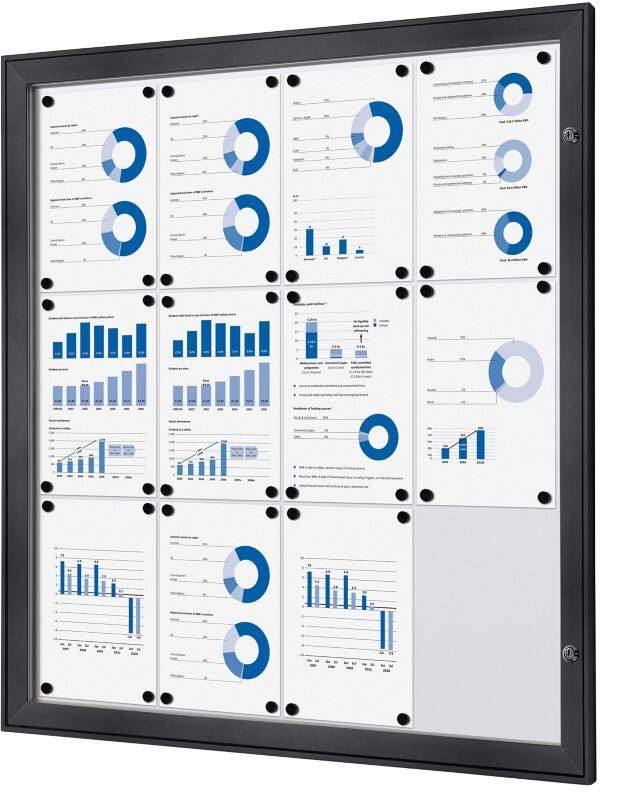 SHOWDOWN Abschliessbarer Schaukasten Magnetisch 96,1 (B) x 100,4 (H) cm Anthrazit 12 x A4