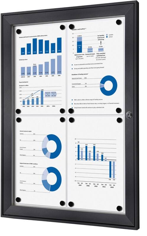 Vitrine d'affichage verrouillable Showdown Magnétique 52,1 x 69,6 cm (l x h) Anthracite 4 x A4