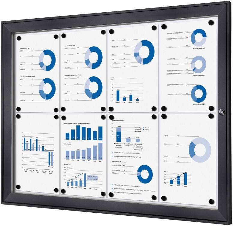 Vitrine d'affichage verrouillable Showdown Magnétique 96,1 x 69,6 cm (l x h) Anthracite 8 x A4