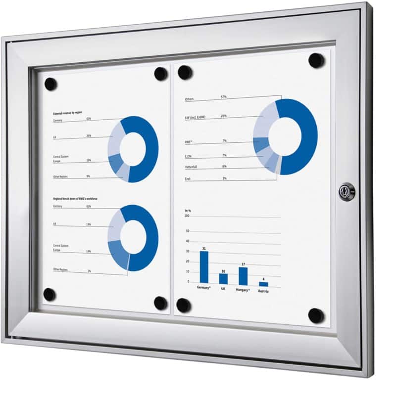 Vitrine d'affichage verrouillable Showdown Magnétique 52,1 x 38,8 cm (l x h) Argenté 2 x A4