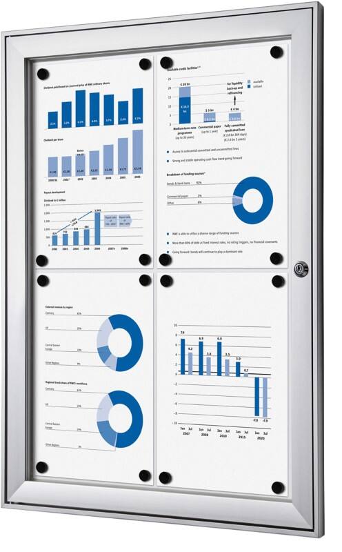 Vitrine d'affichage verrouillable Showdown Magnétique 52,1 x 69,6 cm (l x h) Argenté 4 x A4