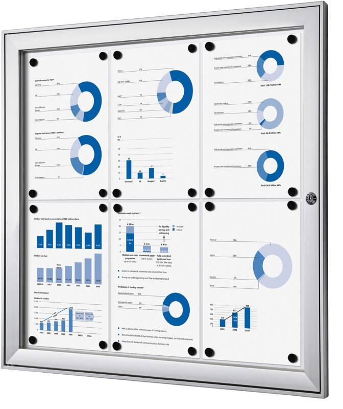 Vitrine d'affichage verrouillable Showdown Magnétique 74,1 x 69,6 cm (l x h) Argenté 6 x A4