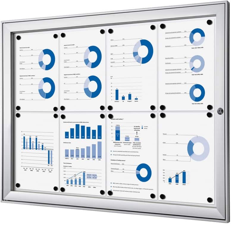 Vitrine d'affichage verrouillable Showdown Magnétique 96,1 x 69,6 cm (l x h) Argenté 8 x A4
