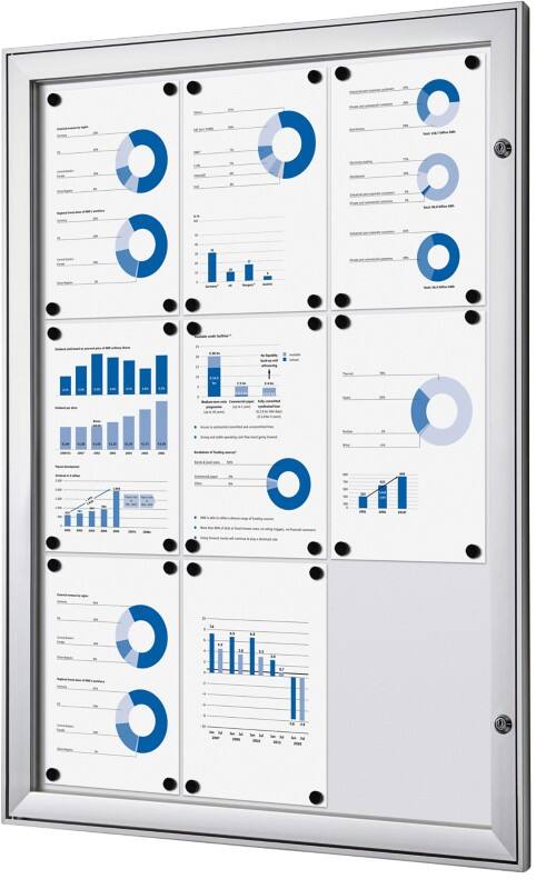 Vitrine d'affichage verrouillable Showdown Magnétique 74,1 x 100,4 cm (l x h) Argenté 9 x A4