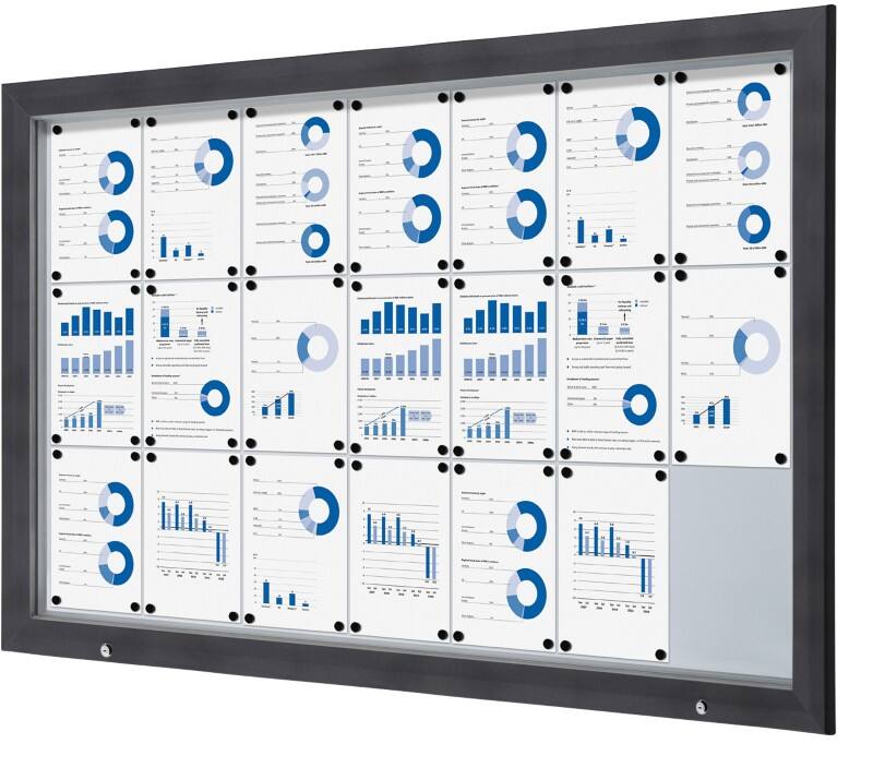 Vitrine d'affichage verrouillable Showdown Magnétique 168,5 x 106,7 cm (l x h) Anthracite 21 x A4
