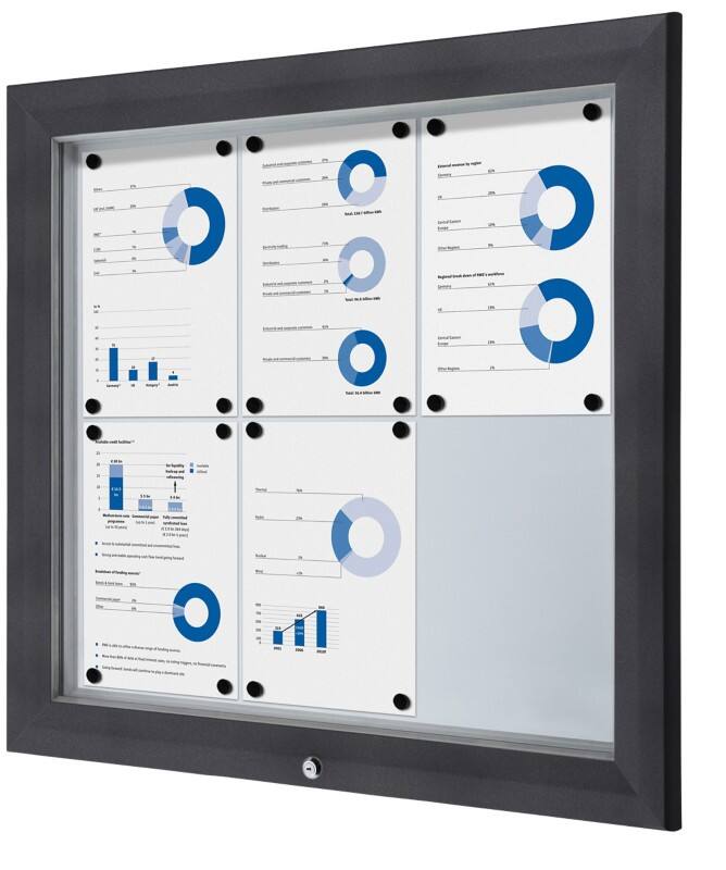 Vitrine d'affichage verrouillable Showdown Magnétique 80,5 x 76 cm (l x h) Anthracite 6 x A4