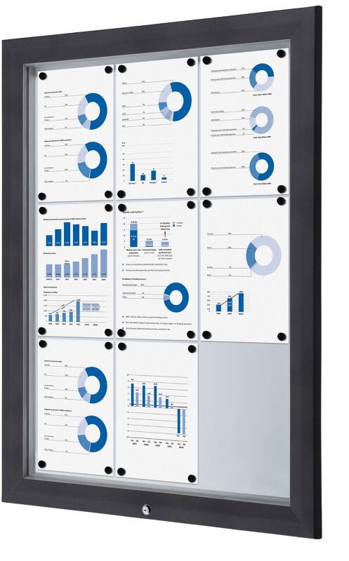 SHOWDOWN Abschliessbarer Schaukasten Magnetisch 80,5 (B) x 106,7 (H) cm Anthrazit 9 x A4