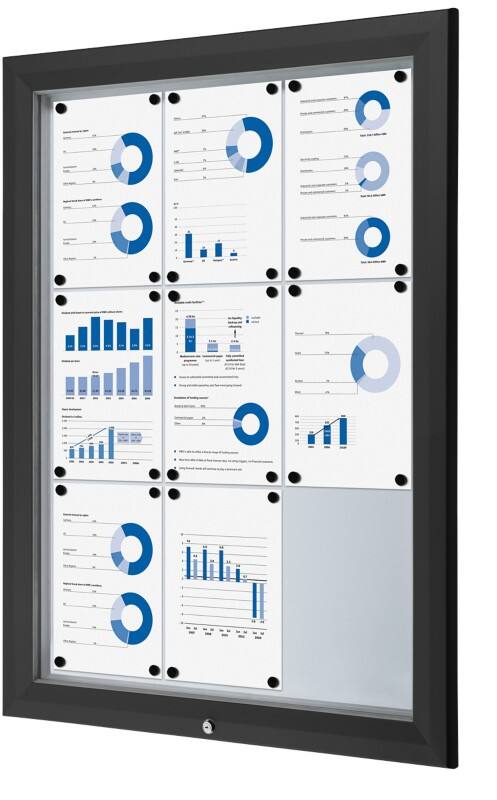 Vitrine d'affichage verrouillable Showdown Magnétique 80,5 x 106,7 cm (l x h) Noir 9 x A4