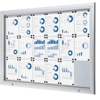 SHOWDOWN Abschliessbarer Schaukasten Magnetisch 146,5 (B) x 106,7 (H) cm Silber 18 x A4
