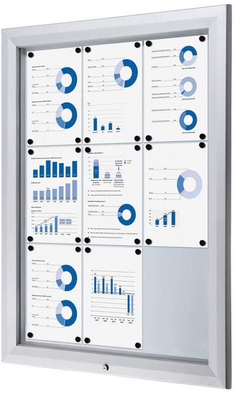 Vitrine d'affichage verrouillable Showdown Magnétique 80,5 x 106,7 cm (l x h) Argenté 9 x A4