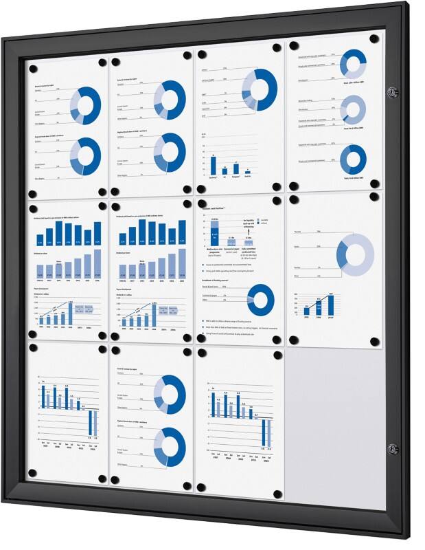 Vitrine d'affichage verrouillable Showdown Magnétique 96,1 x 100,4 cm (l x h) Noir 12 x A4