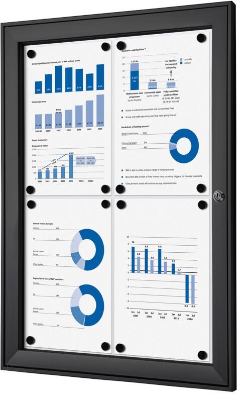 Vitrine d'affichage verrouillable Showdown Magnétique 52,1 x 69,6 cm (l x h) Noir 4 x A4