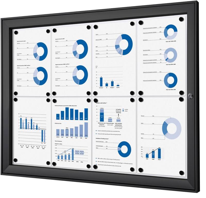 Vitrine d'affichage verrouillable Showdown Magnétique 96,1 x 69,6 cm (l x h) Noir 8 x A4