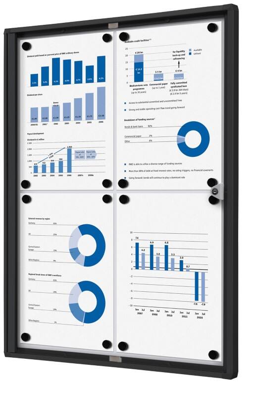 Vitrine d'affichage verrouillable Showdown Magnétique 49,1 x 65,5 cm (l x h) Noir 4 x A4