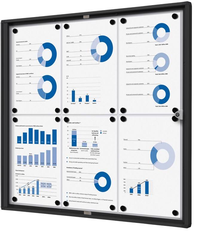 Vitrine d'affichage verrouillable Showdown Magnétique 71,1 x 65,5 cm (l x h) Noir 6 x A4