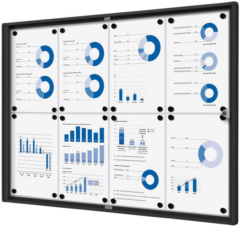 Vitrine d'affichage verrouillable Showdown Magnétique 93,1 x 65,5 cm (l x h) Noir 8 x A4