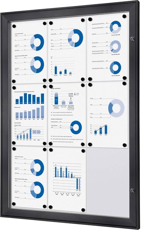 Vitrine d'affichage verrouillable Showdown Magnétique 74,1 x 100,4 cm (l x h) Anthracite 9 x A4