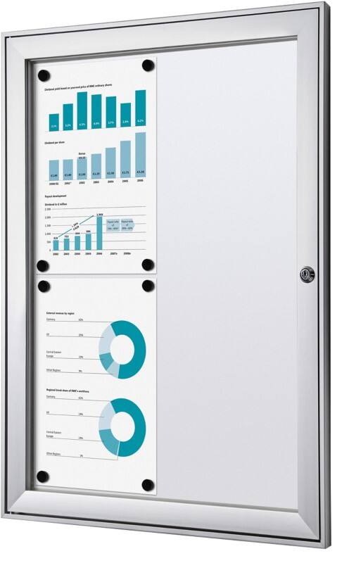 Vitrine d'affichage verrouillable Showdown Magnétique 52,1 x 69,6 cm (l x h) Argenté 4 x A4