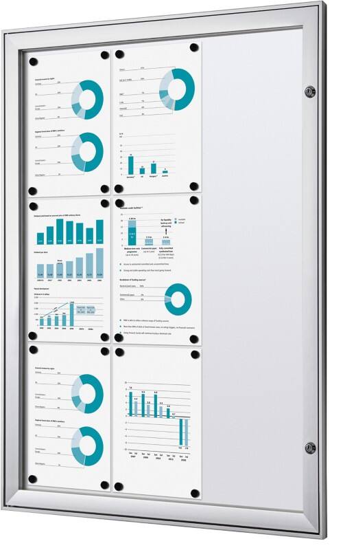 Vitrine d'affichage verrouillable Showdown Magnétique 74,1 x 100,4 cm (l x h) Argenté 9 x A4