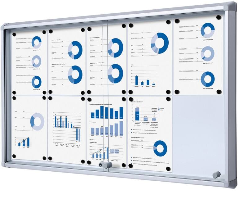 Vitrine d'affichage verrouillable Showdown Magnétique 116 x 67,5 cm (l x h) Argenté 10 x A4