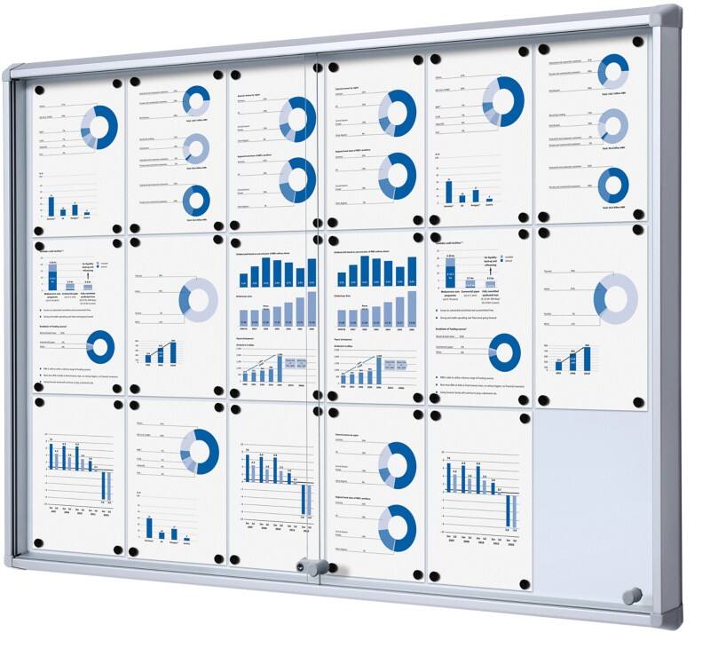 Vitrine d'affichage verrouillable Showdown Magnétique 138 x 98,2 cm (l x h) Argenté 18 x A4