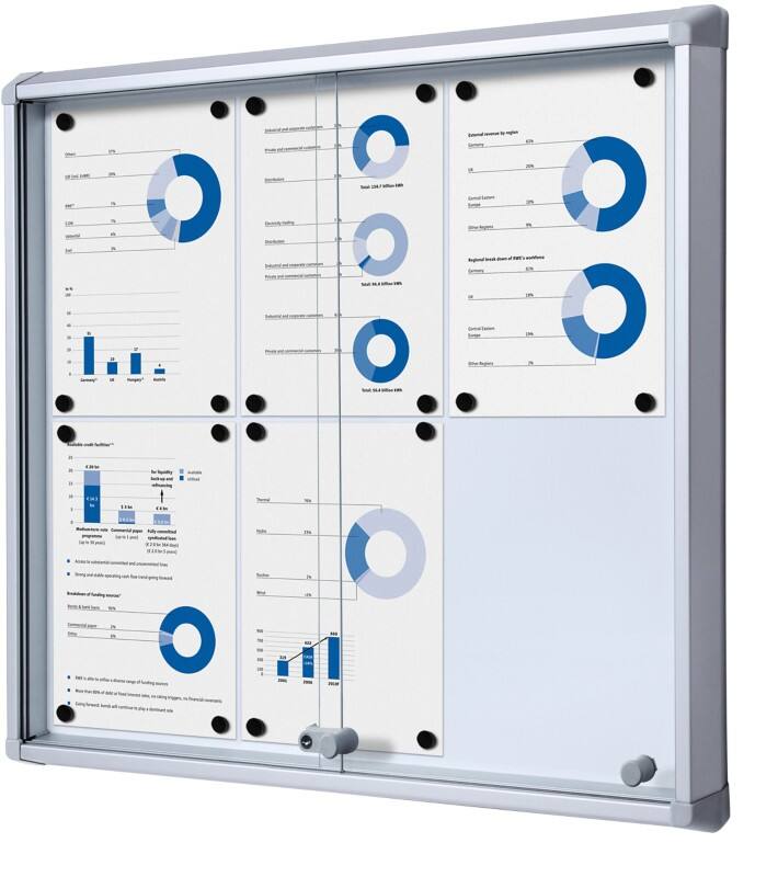 Vitrine d'affichage verrouillable Showdown Magnétique 72 x 67,5 cm (l x h) Argenté 6 x A4