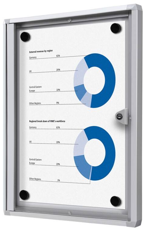 SHOWDOWN Abschliessbarer Schaukasten Magnetisch 27,1 (B) x 35 (H) cm Silber 1 x A4