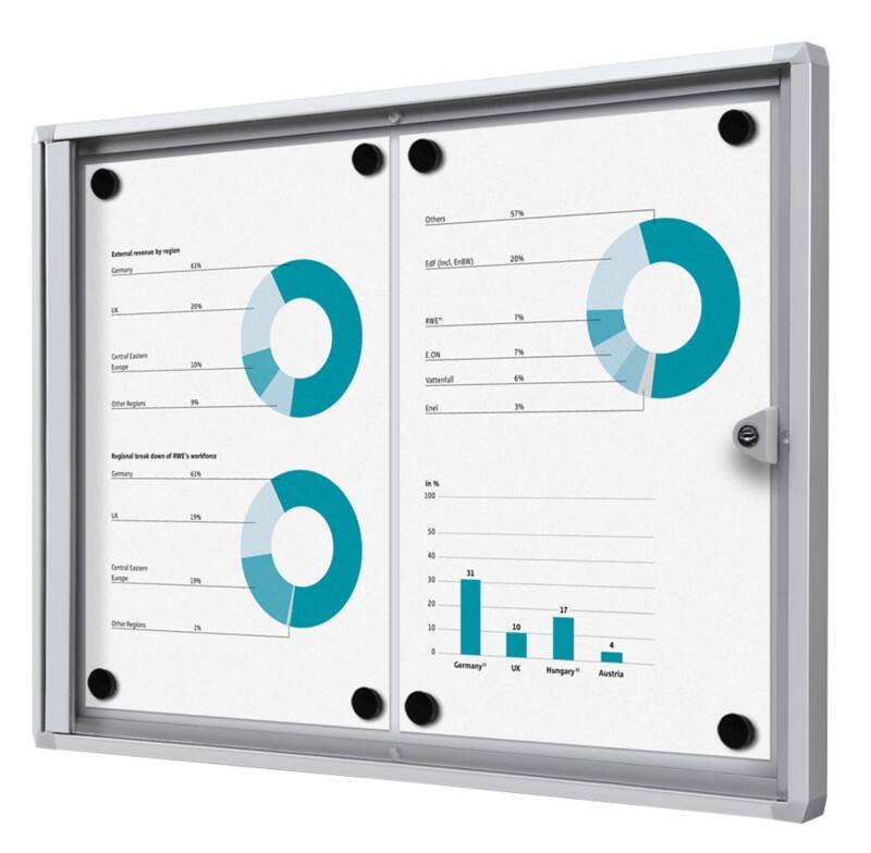 Vitrine d'affichage verrouillable Showdown Magnétique 49,1 x 35 cm (l x h) Argenté 2 x A4