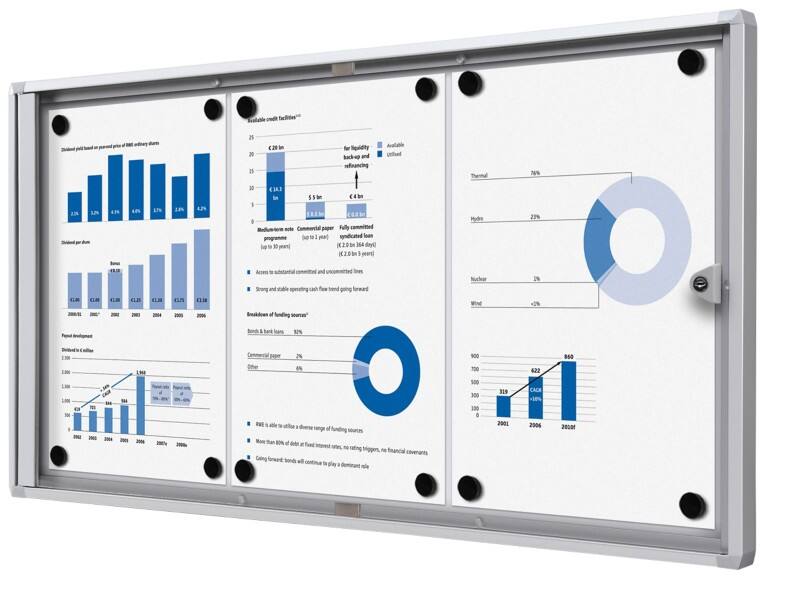 Vitrine d'affichage verrouillable Showdown Magnétique 71,1 x 35 cm (l x h) Argenté 3 x A4