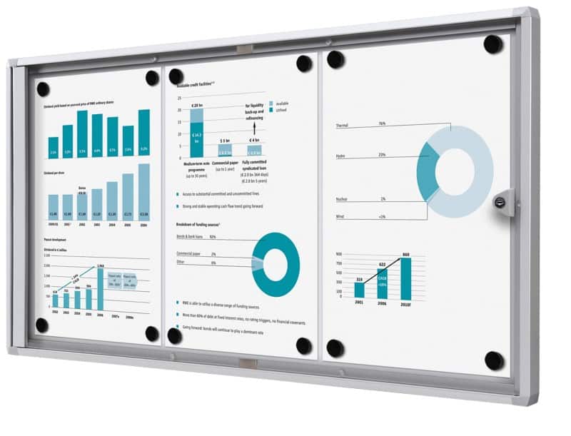 Vitrine d'affichage verrouillable Showdown Magnétique 71,1 x 35 cm (l x h) Argenté 3 x A4