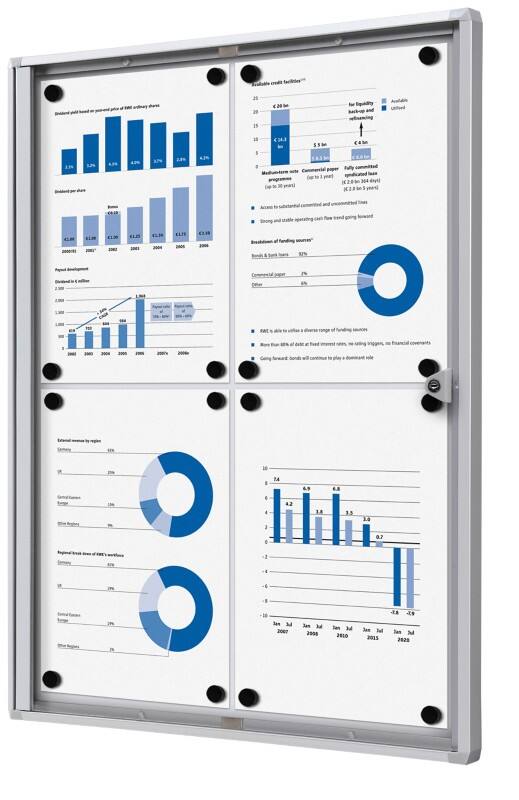 Vitrine d'affichage verrouillable Showdown Magnétique 49,1 x 65,5 cm (l x h) Argenté 4 x A4