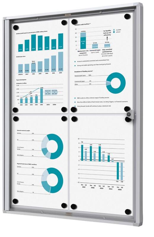 Vitrine d'affichage verrouillable Showdown Magnétique 49,1 x 65,5 cm (l x h) Argenté 4 x A4