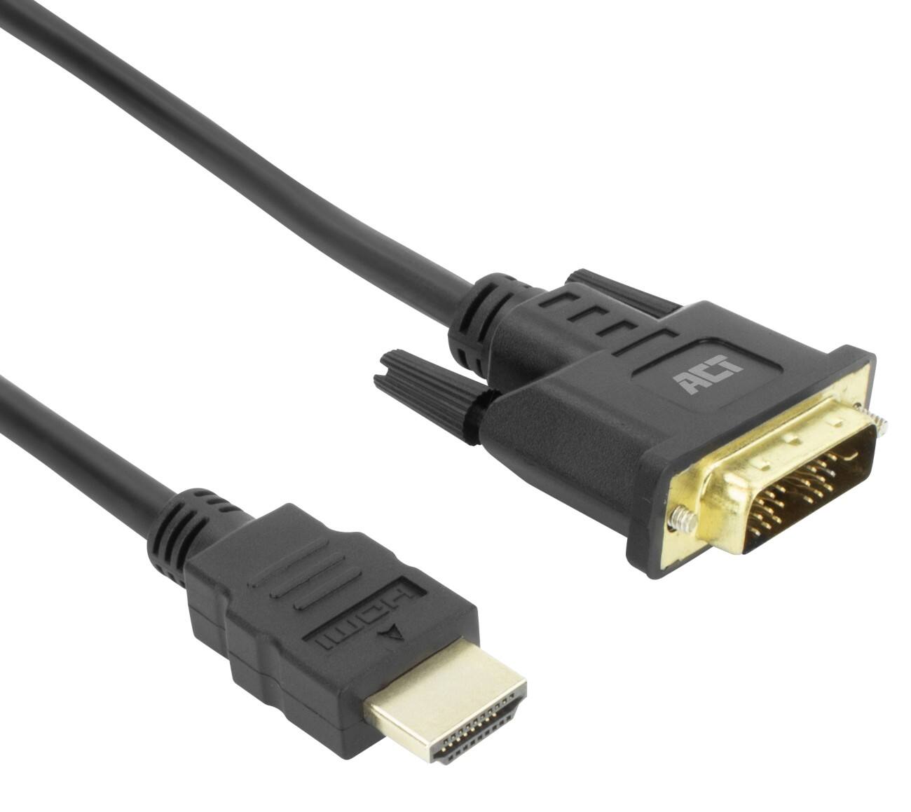 Câble HDMI ACT DVI 18+1-broches (x1) HDMI Mâle DVI 18+1 broches Mâle 1 m Noir