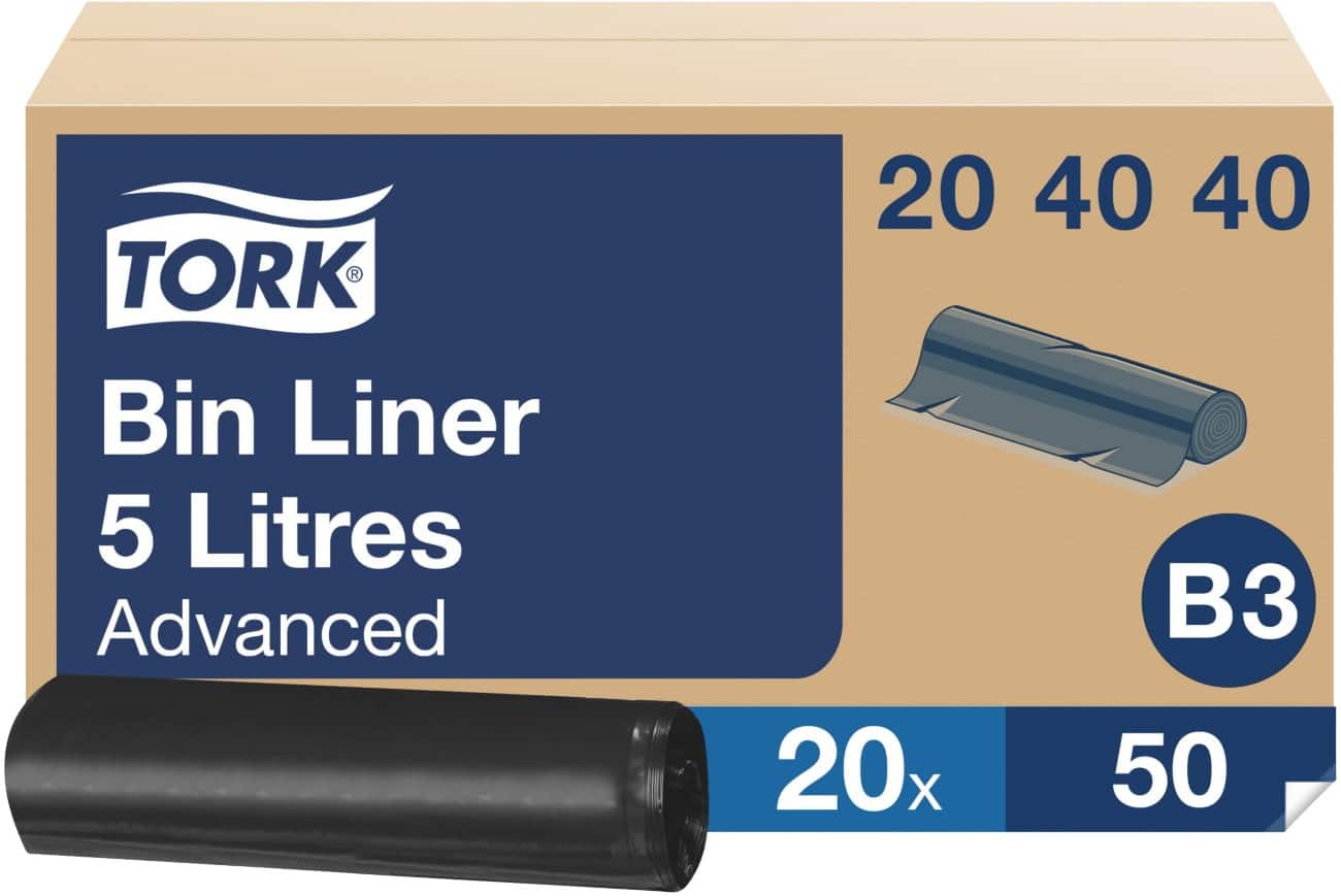 Sac-poubelle Tork 5 L Noir Plastique 50 unités