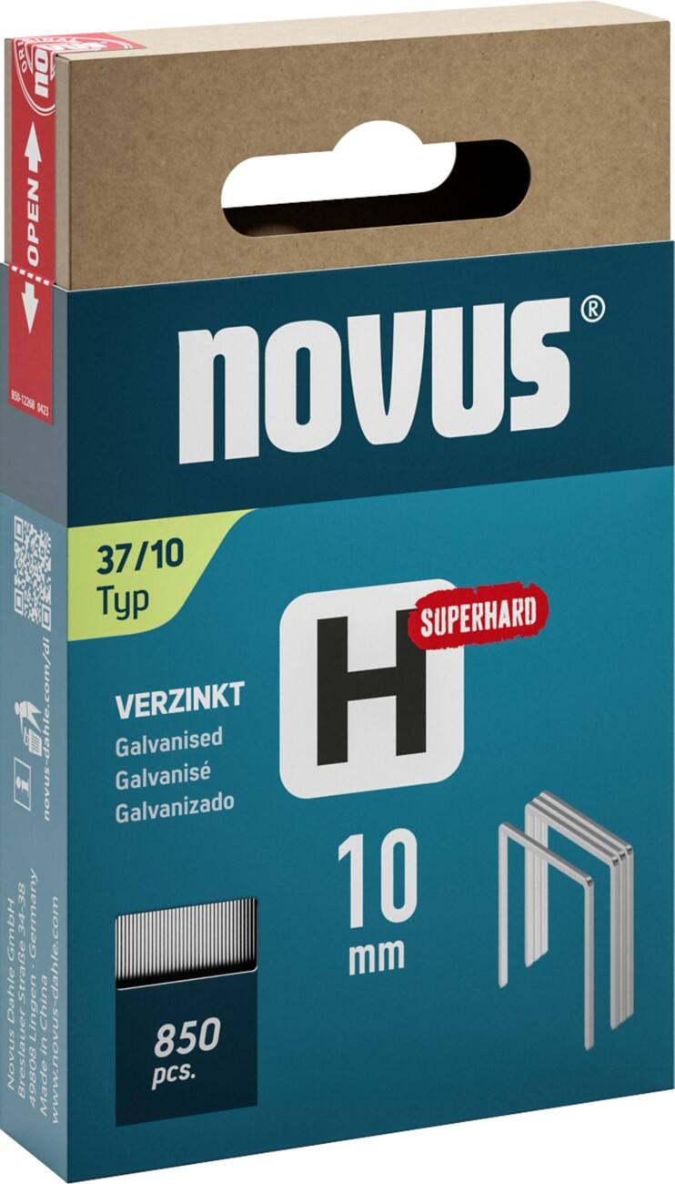 Novus Feindrahtklammern 042-0786 Verzinkter Stahldraht Silbergrau 850 Stück