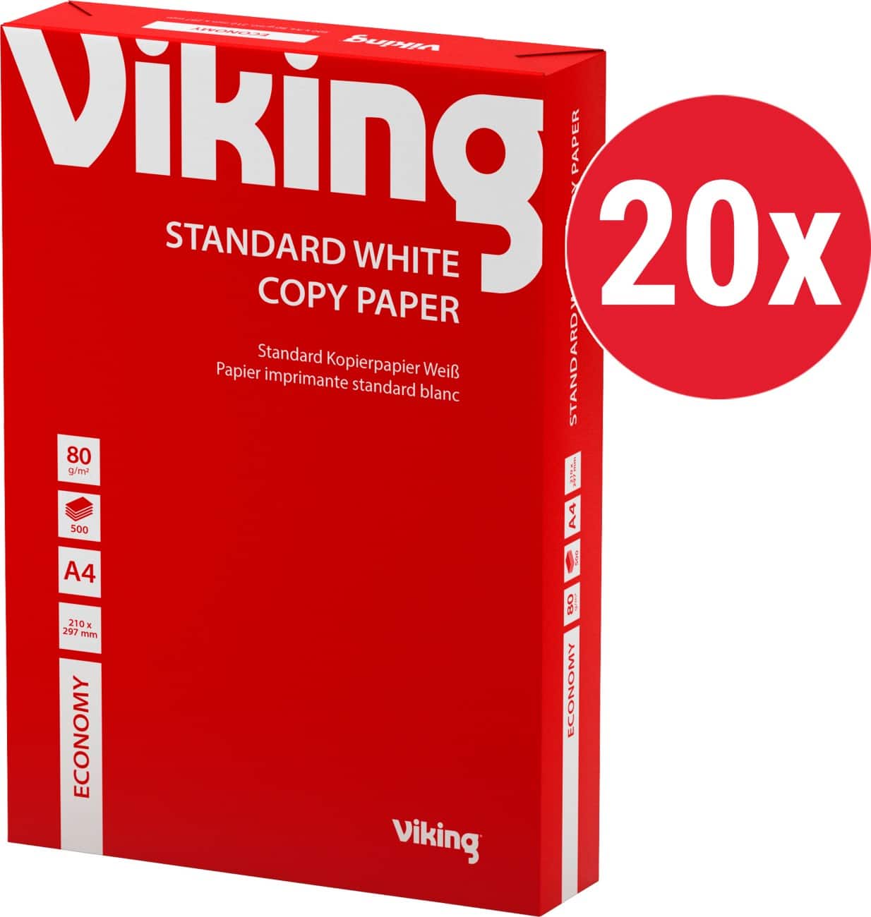 Viking Economy A4 Druckerpapier 80 g/m² Weiss 146 CIE 20 Pack à 500 Blatt