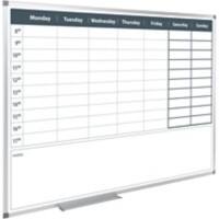 Tableau blanc magnétique Hebdomadaire Magnétique Fixation d'angle 90 (L) x 60 (H) cm Métal Blanc  