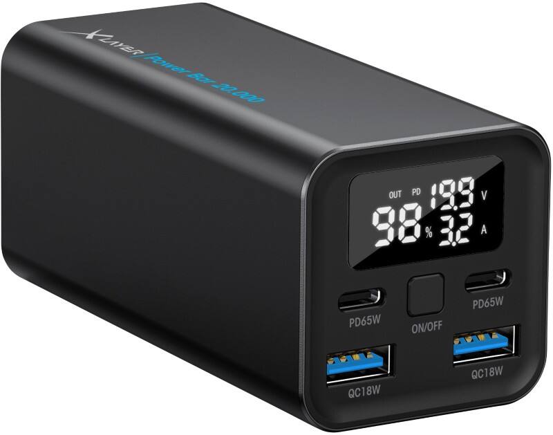 Batterie externe XLayer 65 W 2 USB-C 65 W, 2 USB-A Quick Charge 18 W Noir