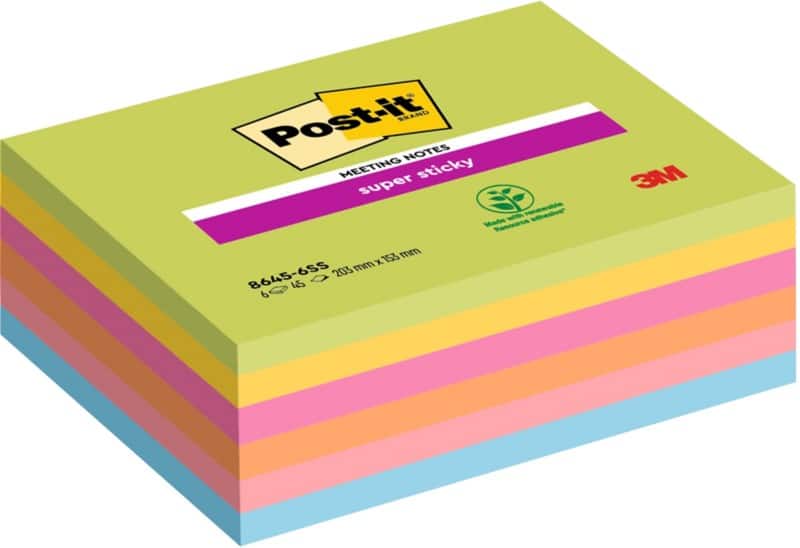 Post-it Super Sticky Haftnotizen 203 x 153 mm assortiert Blöcken à 45 Blatt