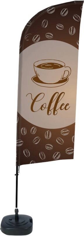 Drapeau publicitaire SHOWDOWN Coffee Droit 330 x 89 cm Simple face Aluminium